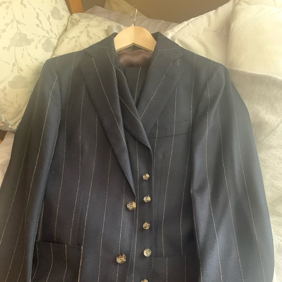 suitsupply 36r havana 3 piece gold pinstripe - Picture 2 of 7